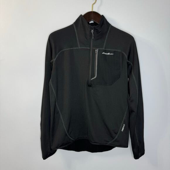 Eddie Bauer Men's High Route Grid Air 1/4-Zip Sweatshirt Black Outdoor Sz M - Picture 1 of 15